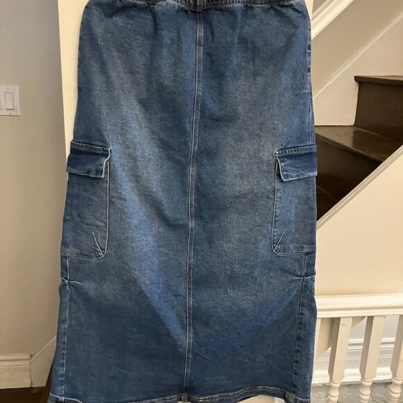 RE Generation jeans Blue Denim Maxi Skirt with Pockets Sz. XL NWT - Picture 2 of 13